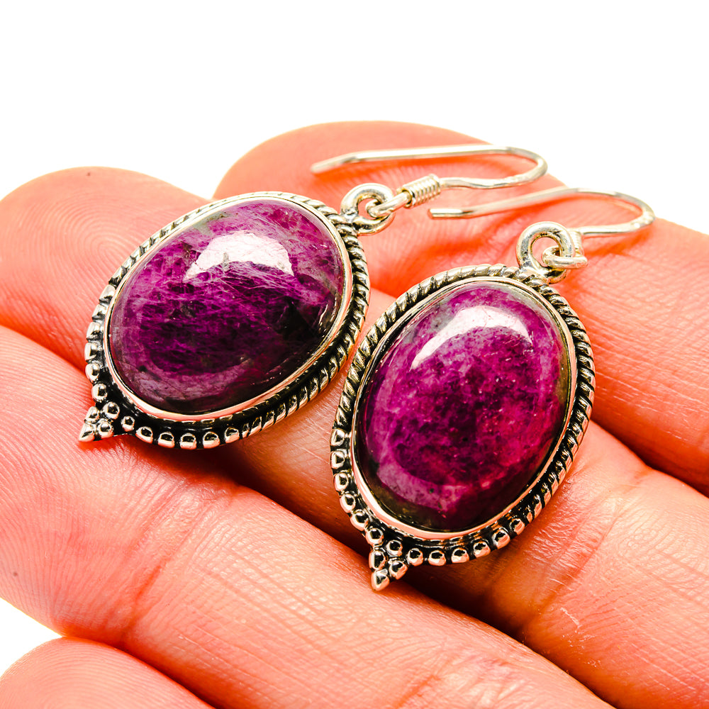 Ruby Fuchsite Earrings handcrafted by Anasilvercos - EARR413253