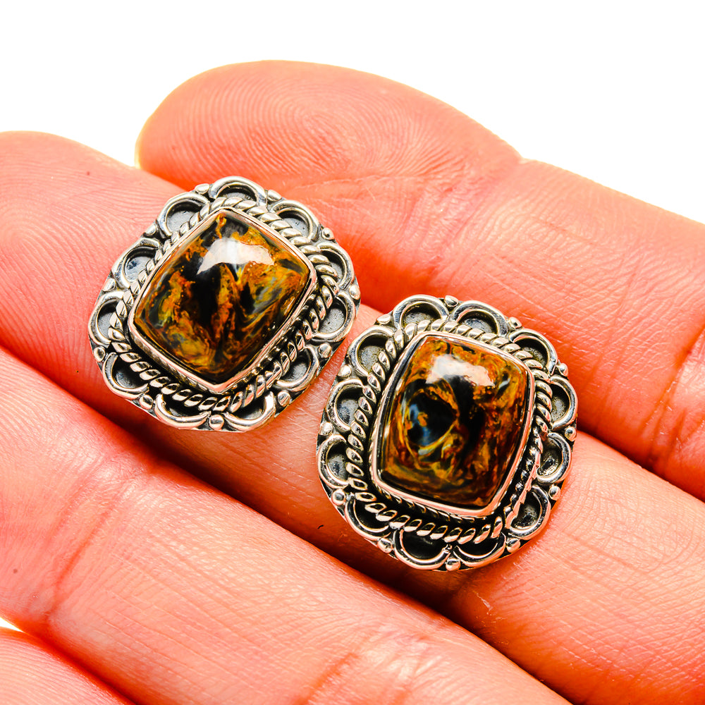 Golden Pietersite Earrings handcrafted by Anasilvercos - EARR413261