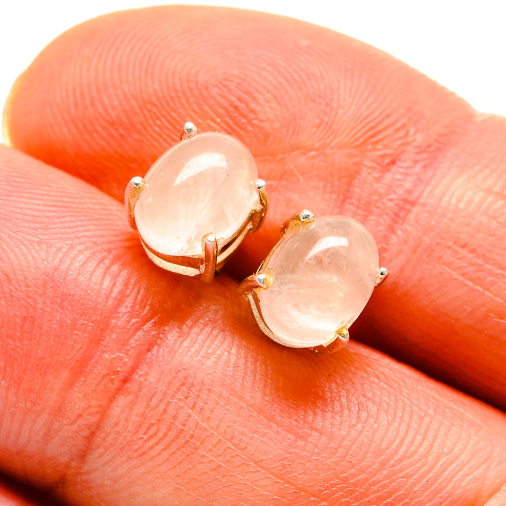 Rose Quartz Earrings handcrafted by Anasilvercos - EARR413266