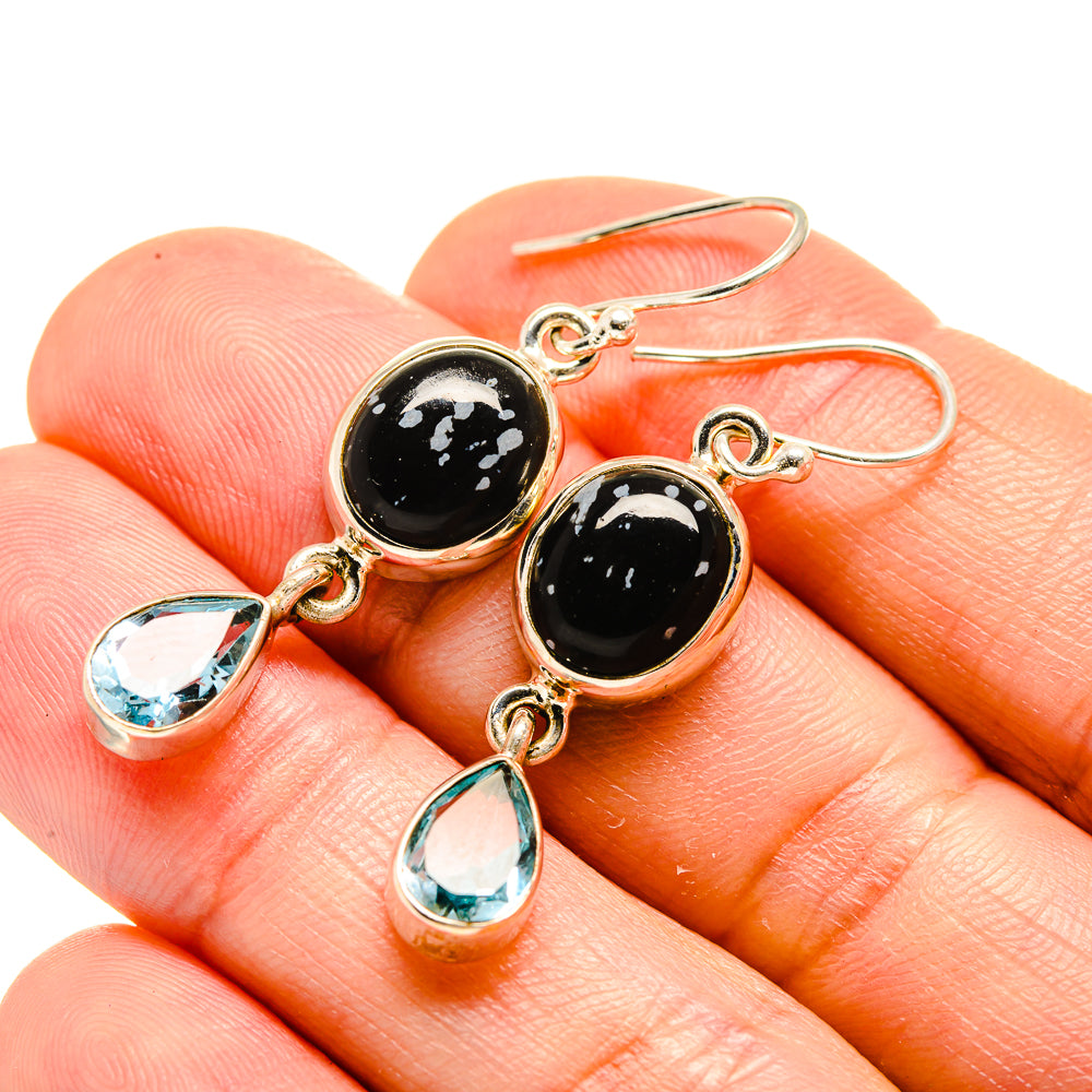 Snowflake Obsidian Earrings handcrafted by Anasilvercos - EARR413302