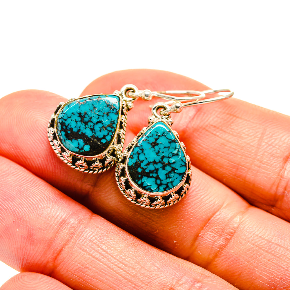 Tibetan Turquoise Earrings handcrafted by Anasilvercos - EARR413312