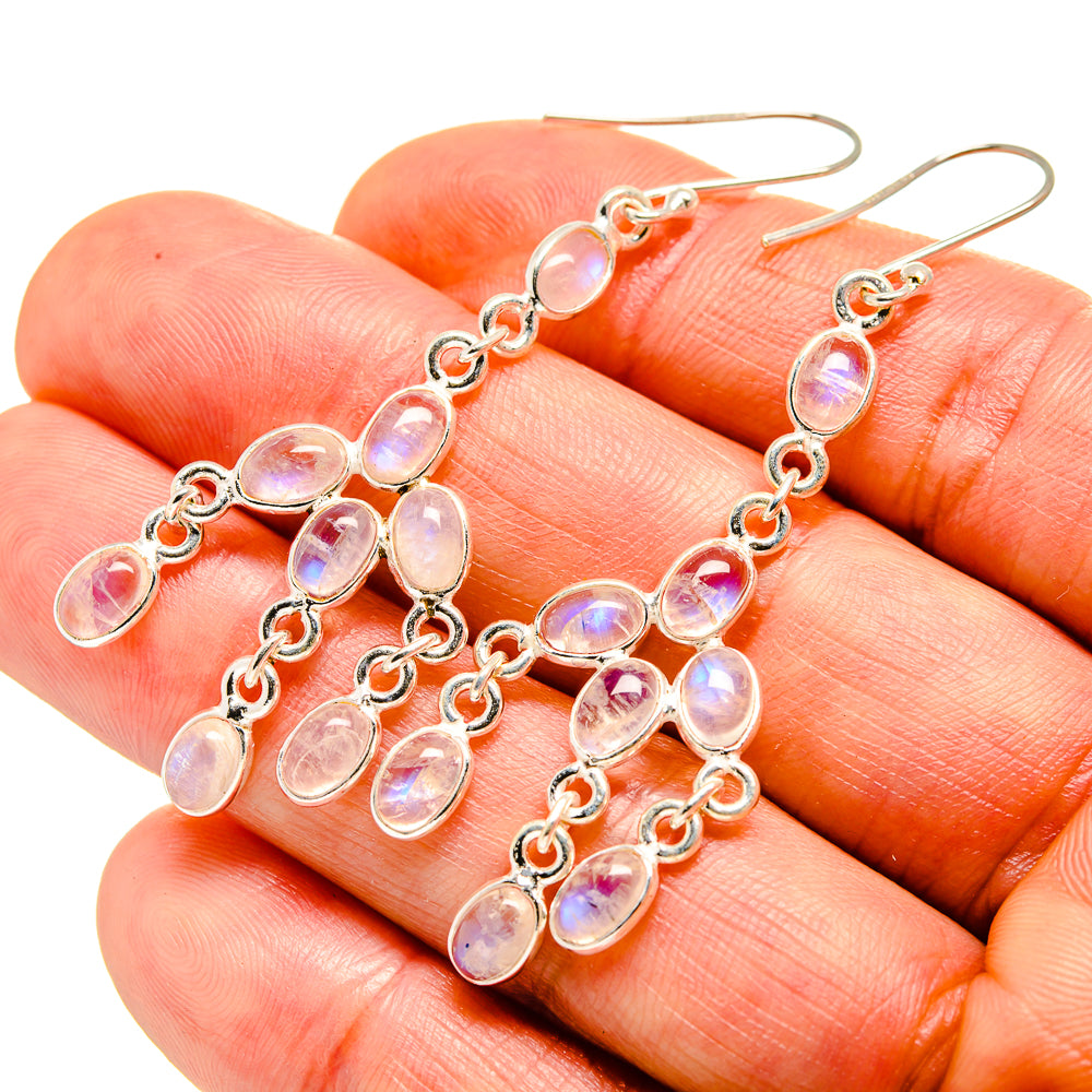 Rainbow Moonstone Earrings handcrafted by Anasilvercos - EARR413332