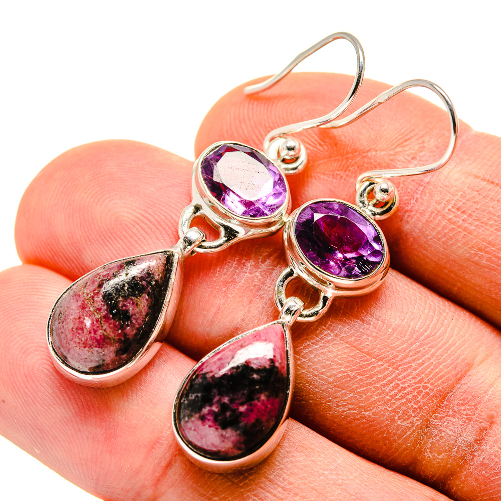 Rhodonite Earrings handcrafted by Anasilvercos - EARR413354