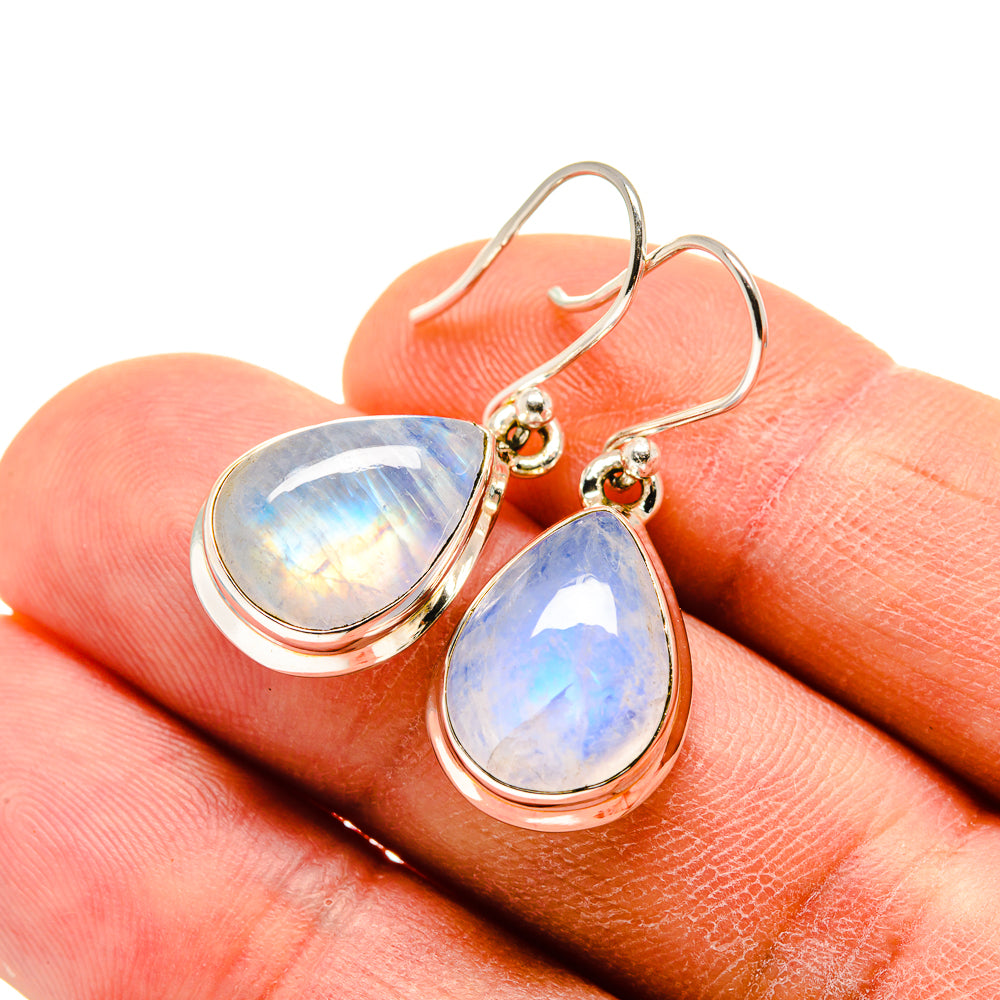 Rainbow Moonstone Earrings handcrafted by Anasilvercos - EARR413358