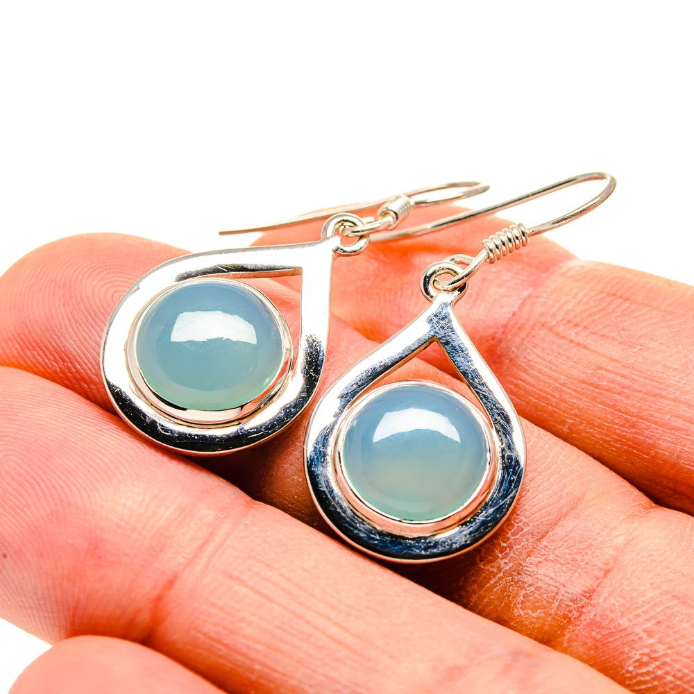 Aqua Chalcedony Earrings handcrafted by Anasilvercos - EARR413364
