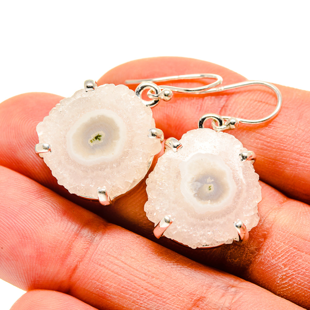 White Solar Quartz Earrings handcrafted by Anasilvercos - EARR413374