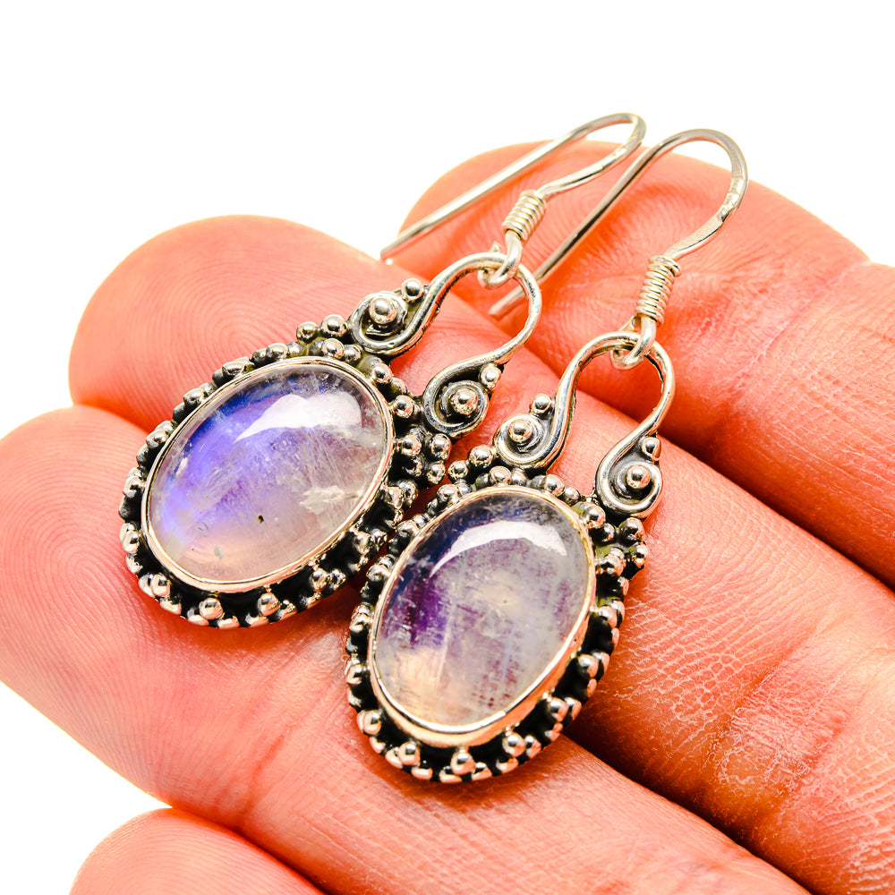 Rainbow Moonstone Earrings handcrafted by Anasilvercos - EARR413377