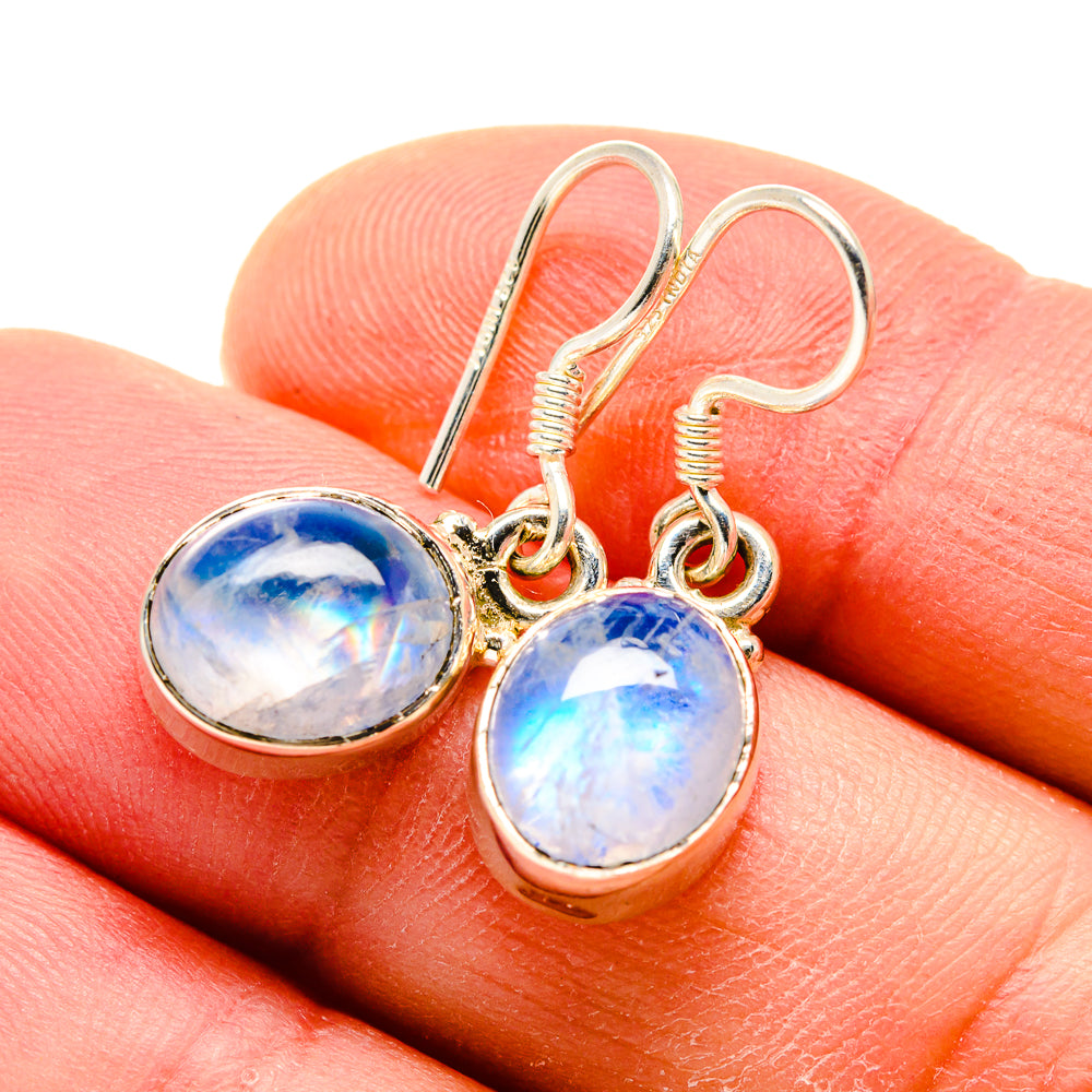 Rainbow Moonstone Earrings handcrafted by Anasilvercos - EARR413426