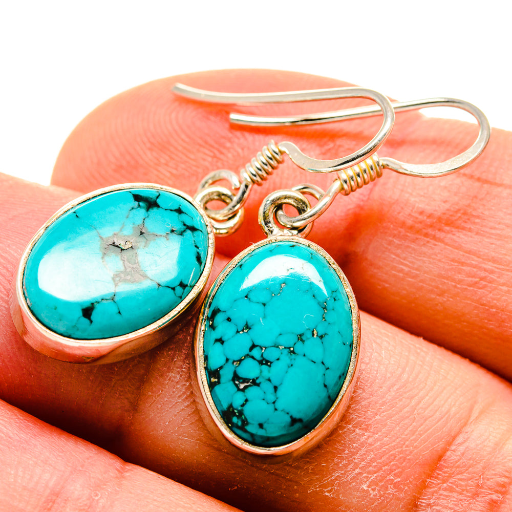 Tibetan Turquoise Earrings handcrafted by Anasilvercos - EARR413443