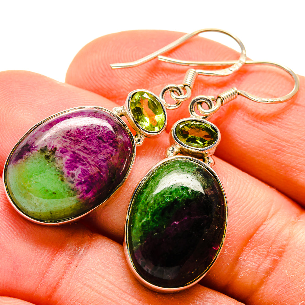 Ruby Zoisite Earrings handcrafted by Anasilvercos - EARR413446