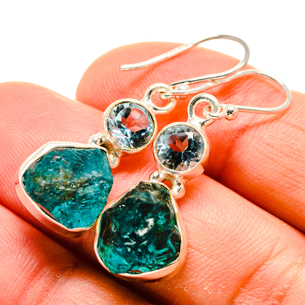 Blue Fluorite Earrings handcrafted by Anasilvercos - EARR413460