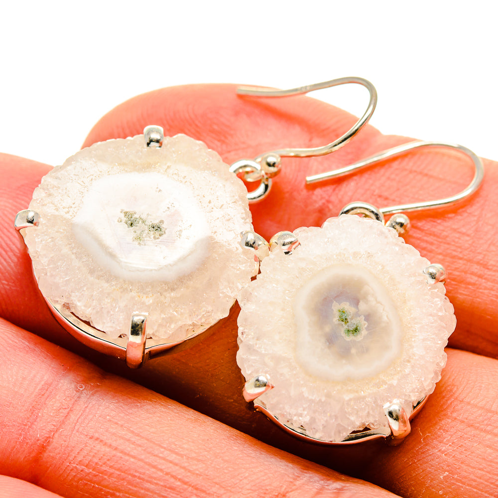 White Solar Quartz Earrings handcrafted by Anasilvercos - EARR413461