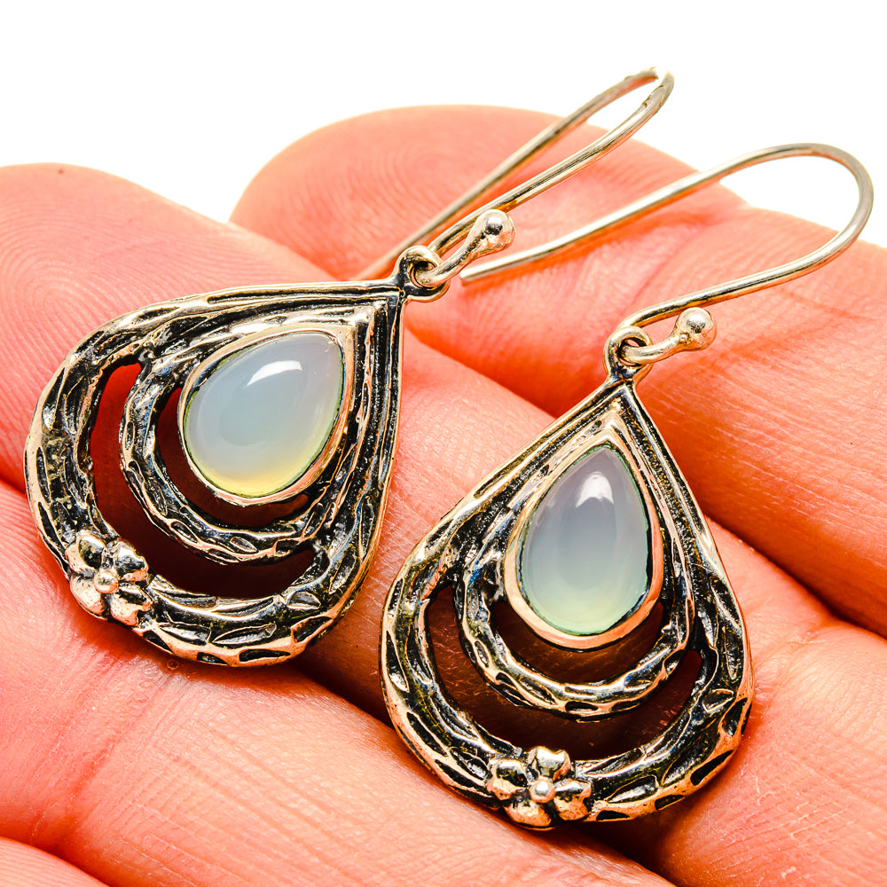 Aqua Chalcedony Earrings handcrafted by Anasilvercos - EARR413467