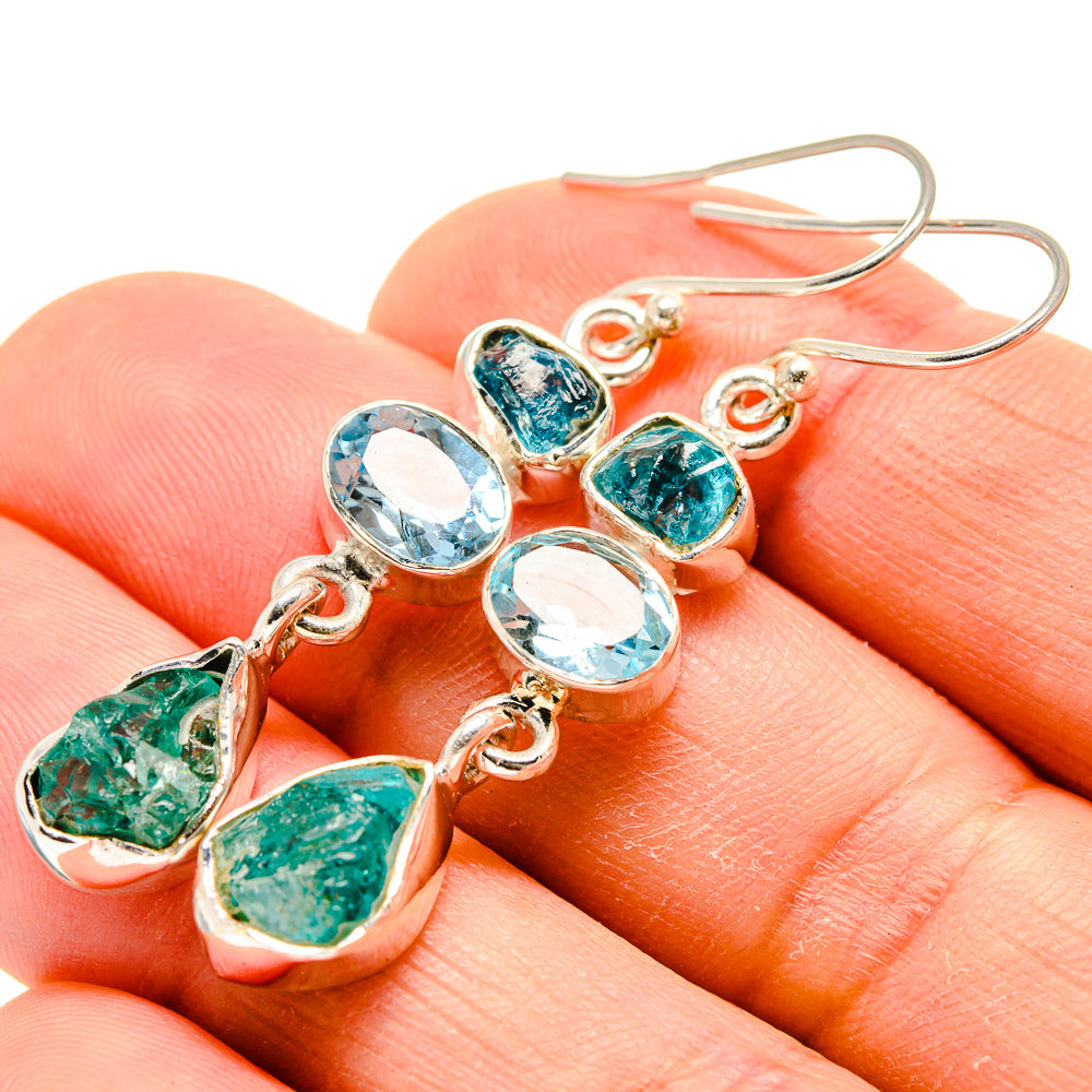Blue Fluorite Earrings handcrafted by Anasilvercos - EARR413470