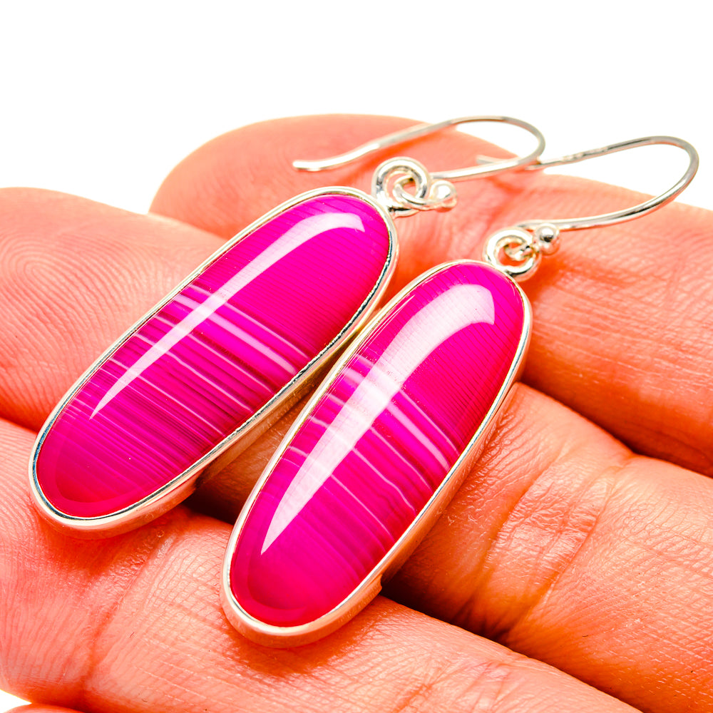 Pink Botswana Agate Earrings handcrafted by Anasilvercos - EARR413471