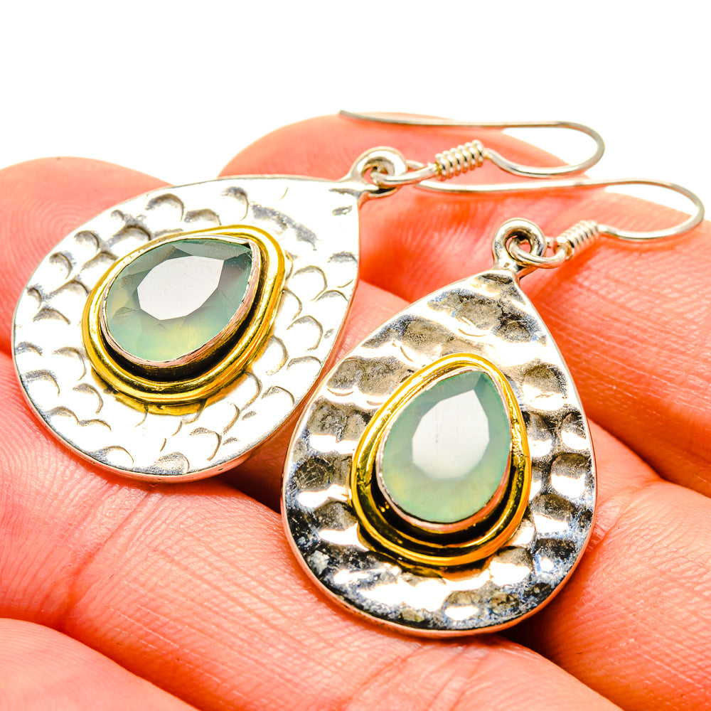 Aqua Chalcedony Earrings handcrafted by Anasilvercos - EARR413472