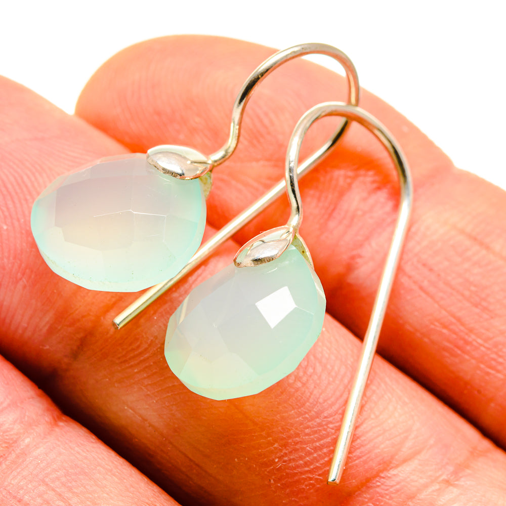 Aqua Chalcedony Earrings handcrafted by Anasilvercos - EARR413611