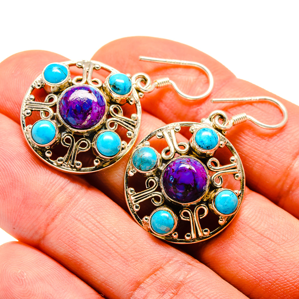 Purple Copper Composite Turquoise, Tibetan Turquoise Earrings handcrafted by Anasilvercos - EARR413613
