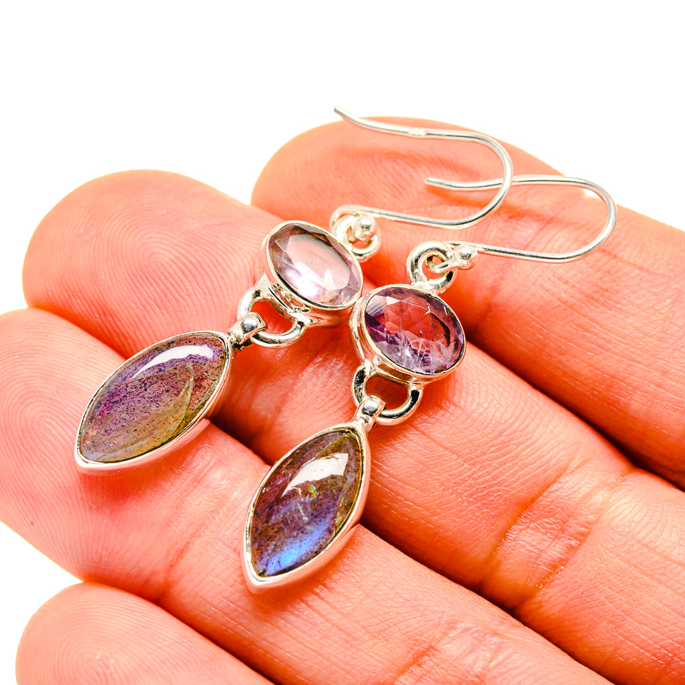 Labradorite, Amethyst Earrings handcrafted by Anasilvercos - EARR413615