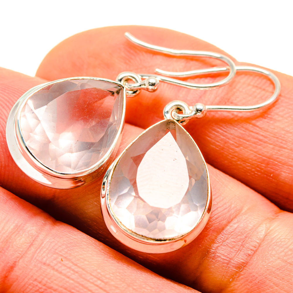 Rose Quartz Earrings handcrafted by Anasilvercos - EARR413622