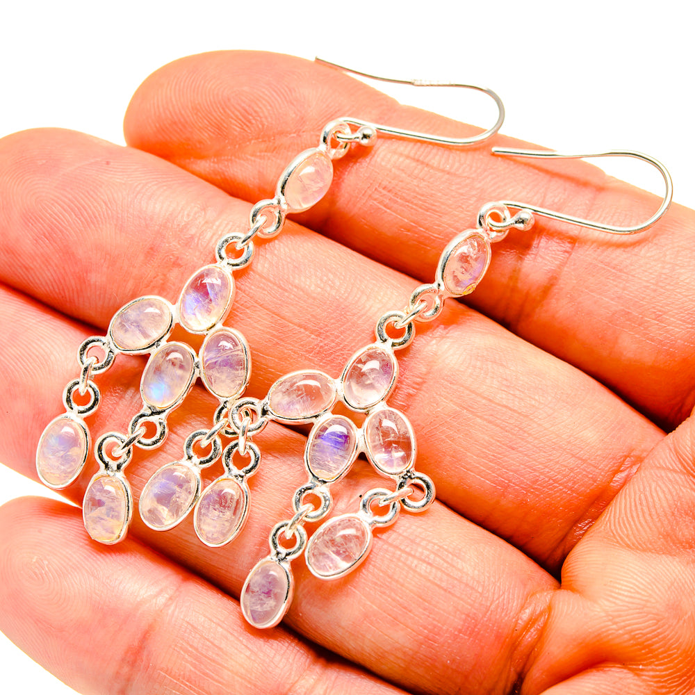 Rainbow Moonstone Earrings handcrafted by Anasilvercos - EARR413636