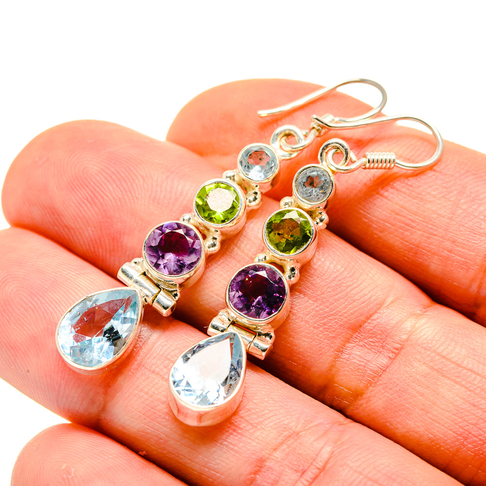 Blue Topaz, Amethyst, Peridot Earrings handcrafted by Anasilvercos - EARR413637
