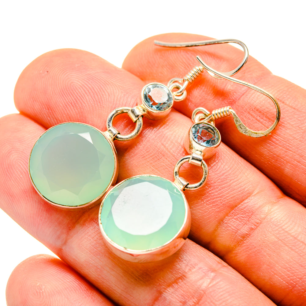 Aqua Chalcedony, Blue Topaz Earrings handcrafted by Anasilvercos - EARR413638