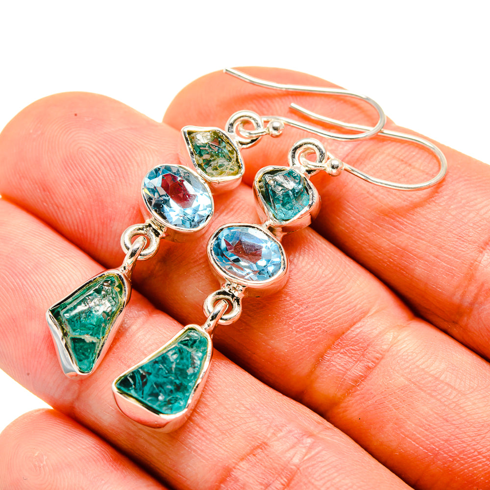 Blue Fluorite, Blue Topaz Earrings handcrafted by Anasilvercos - EARR413640