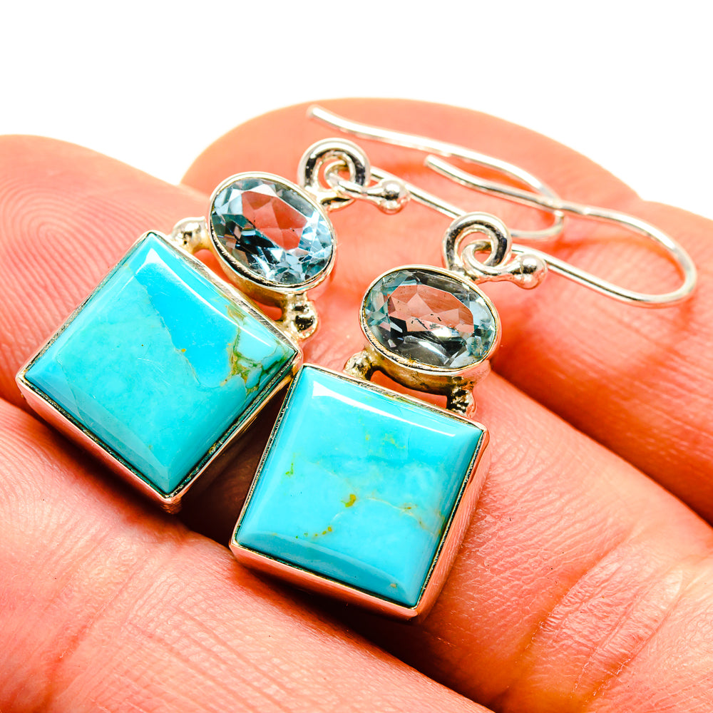 Arizona Turquoise, Blue Topaz Earrings handcrafted by Anasilvercos - EARR413641