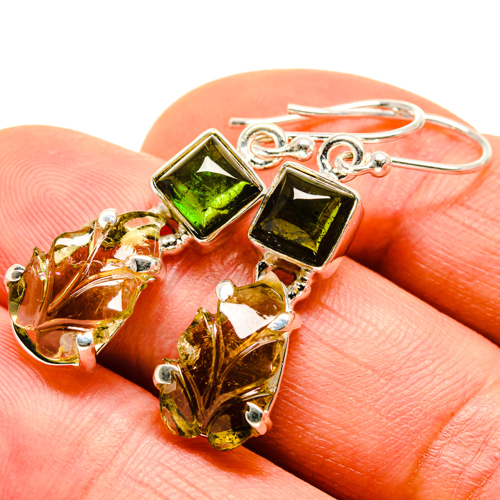 Green Tourmaline Earrings handcrafted by Anasilvercos - EARR413652