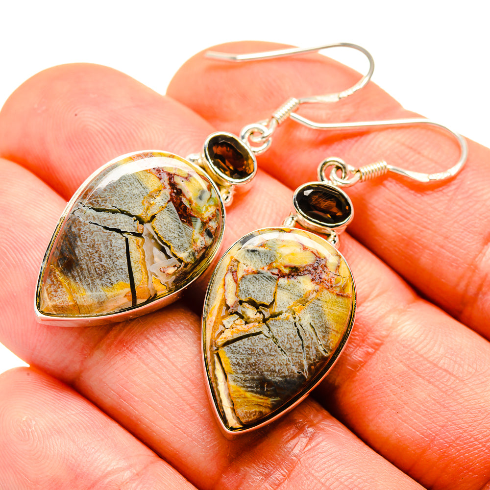 Butterfly Jasper, Smoky Quartz Earrings handcrafted by Anasilvercos - EARR413657