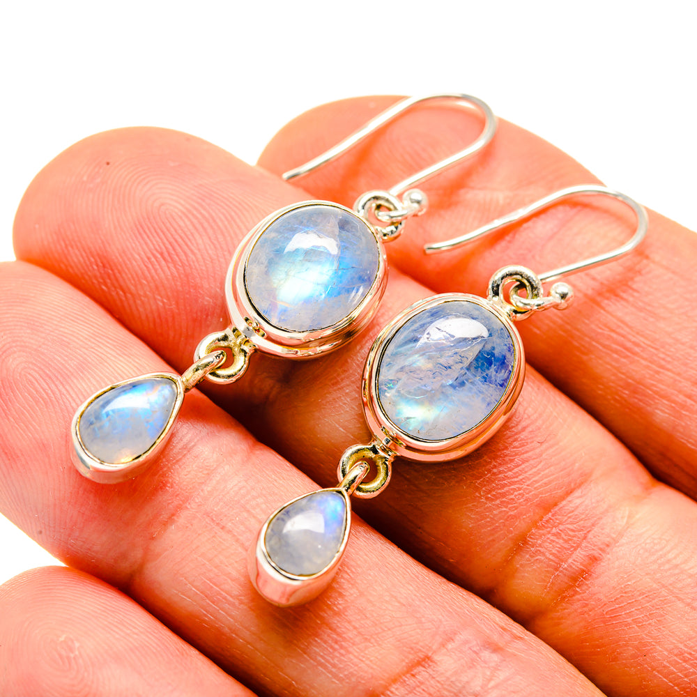 Rainbow Moonstone Earrings handcrafted by Anasilvercos - EARR413663