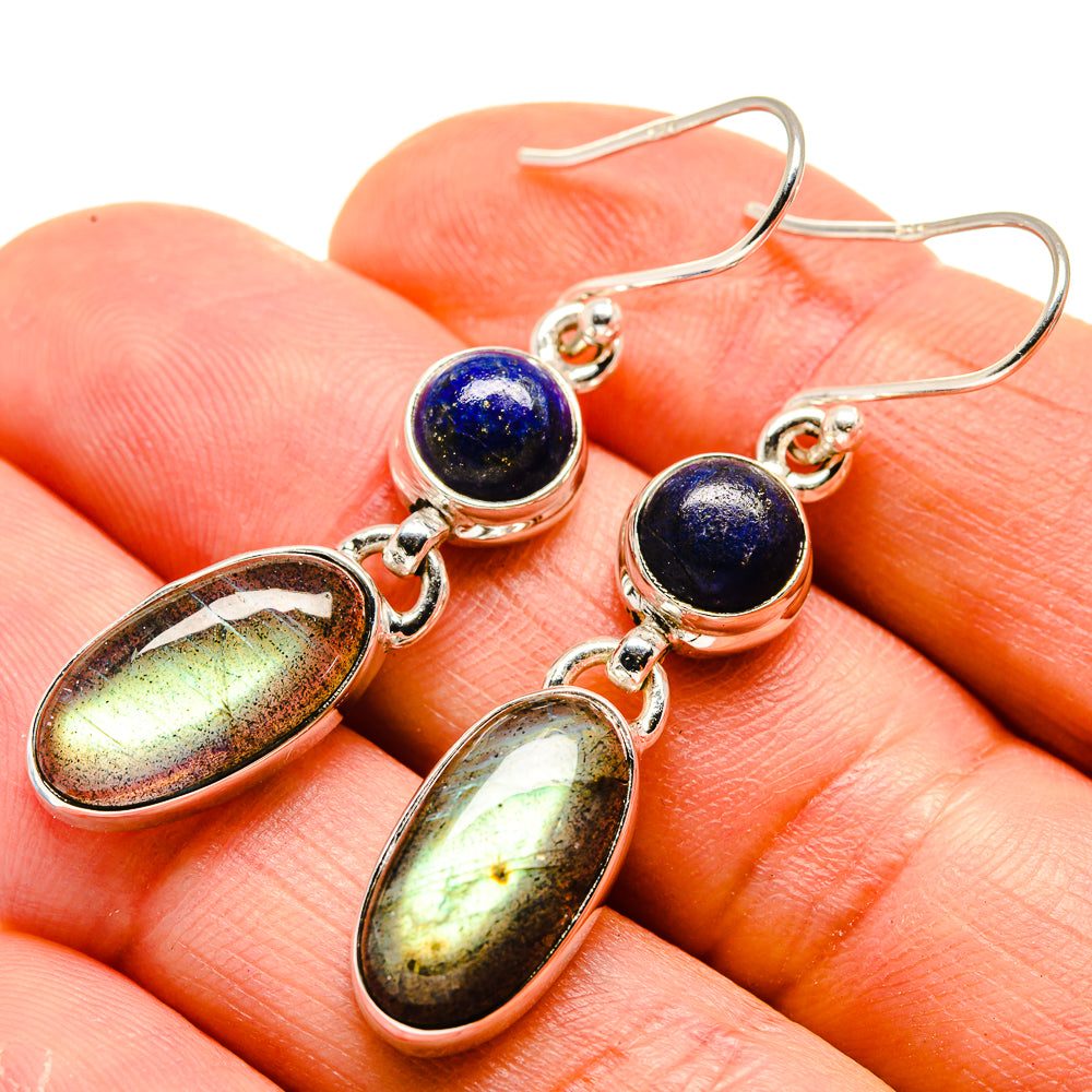 Labradorite, Lapis Lazuli Earrings handcrafted by Anasilvercos - EARR413667