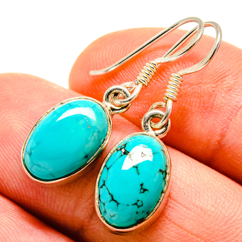 Tibetan Turquoise Earrings handcrafted by Anasilvercos - EARR413669