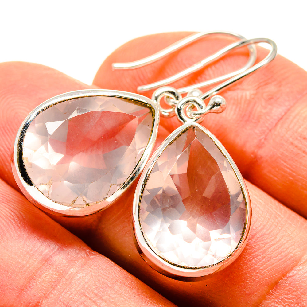 Rose Quartz Earrings handcrafted by Anasilvercos - EARR413670