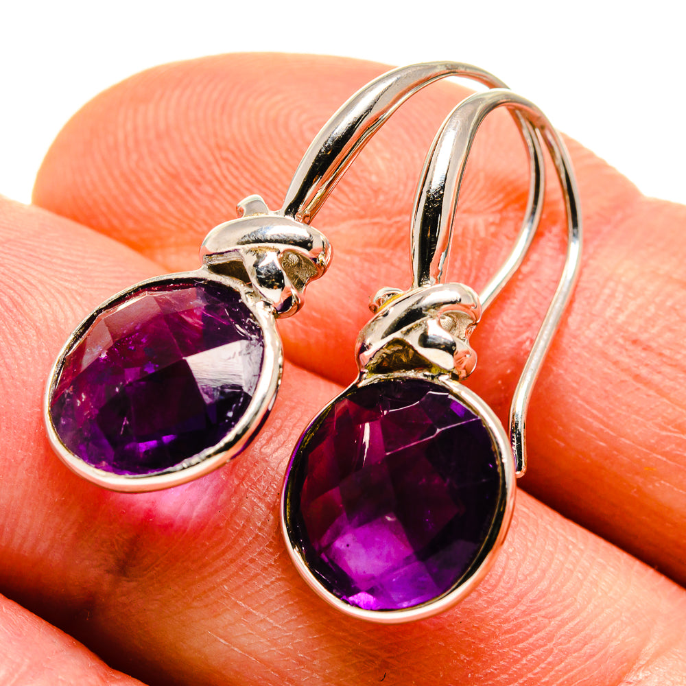 Faceted Amethyst Earrings handcrafted by Anasilvercos - EARR413677
