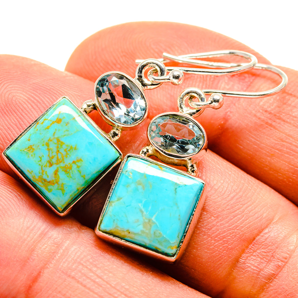Arizona Turquoise, Blue Topaz Earrings handcrafted by Anasilvercos - EARR413678