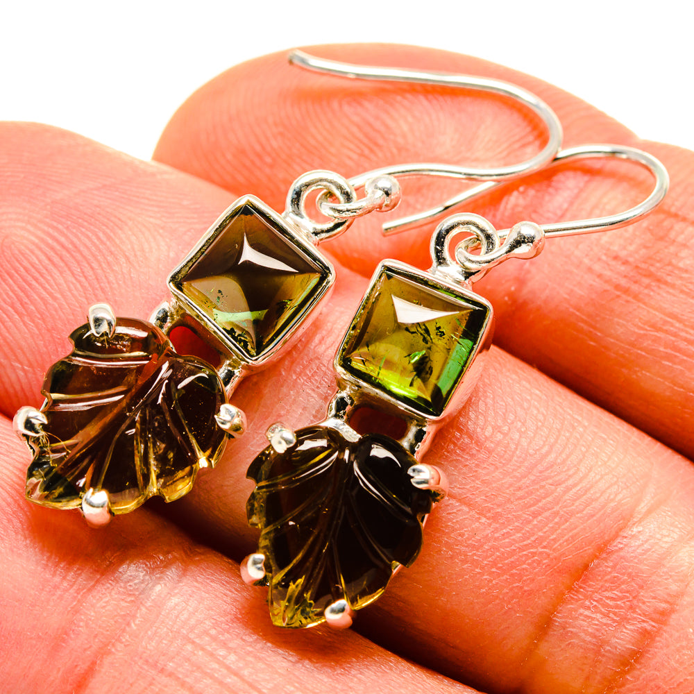 Green Tourmaline Earrings handcrafted by Anasilvercos - EARR413679
