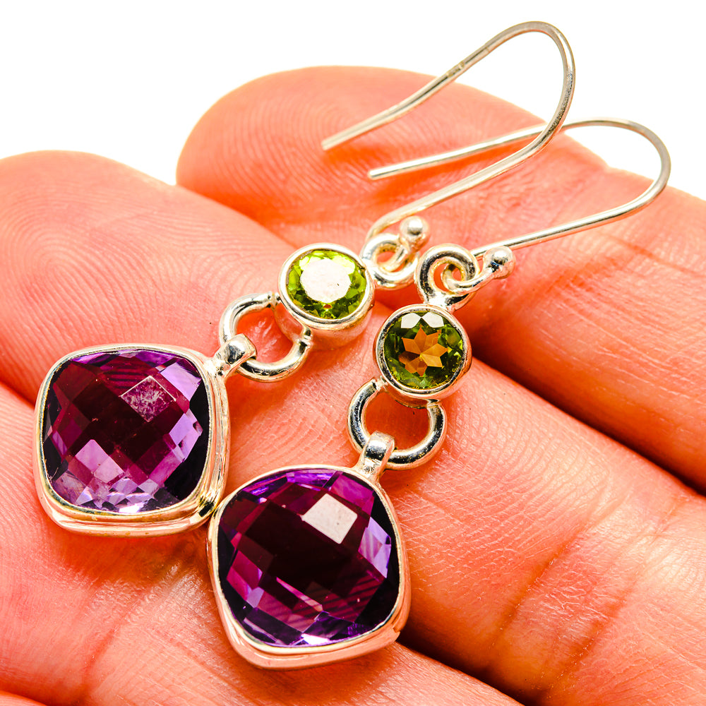 Faceted Amethyst, Peridot Earrings handcrafted by Anasilvercos - EARR413682