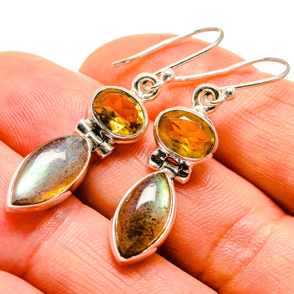 Labradorite, Citrine Earrings handcrafted by Anasilvercos - EARR413683
