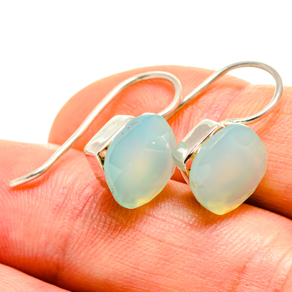 Aqua Chalcedony Earrings handcrafted by Anasilvercos - EARR413692