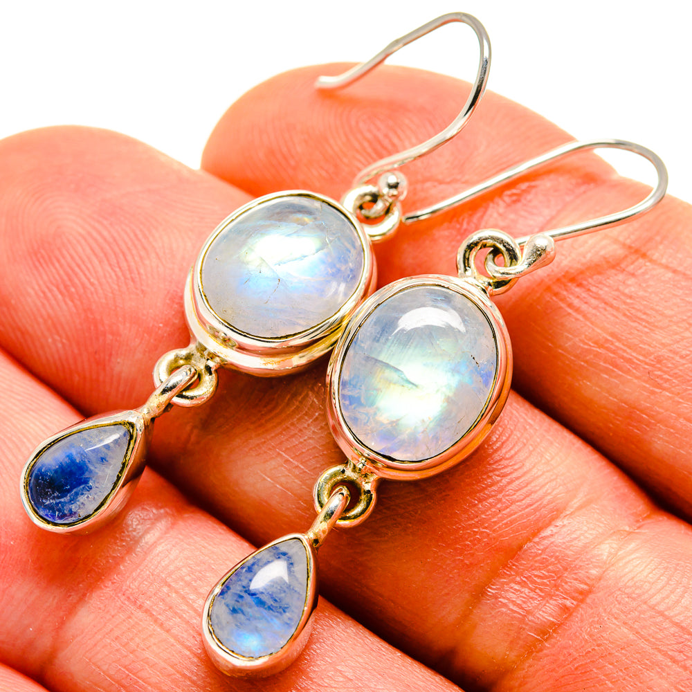 Rainbow Moonstone Earrings handcrafted by Anasilvercos - EARR413696