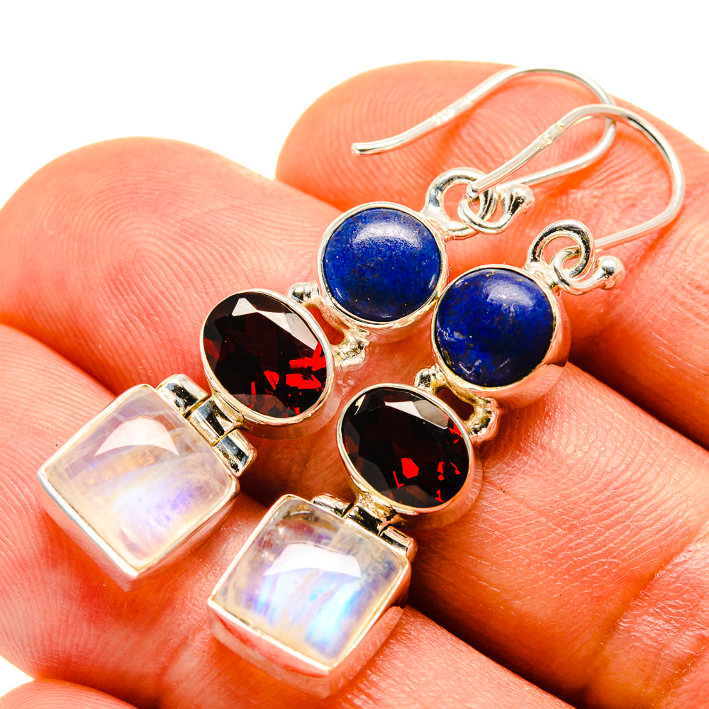 Rainbow Moonstone Earrings handcrafted by Anasilvercos - EARR413698