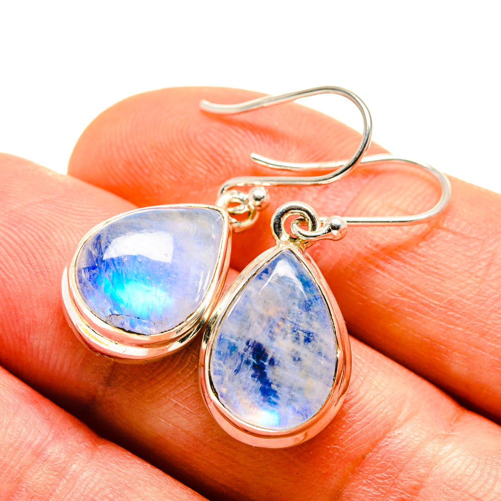Rainbow Moonstone Earrings handcrafted by Anasilvercos - EARR413699
