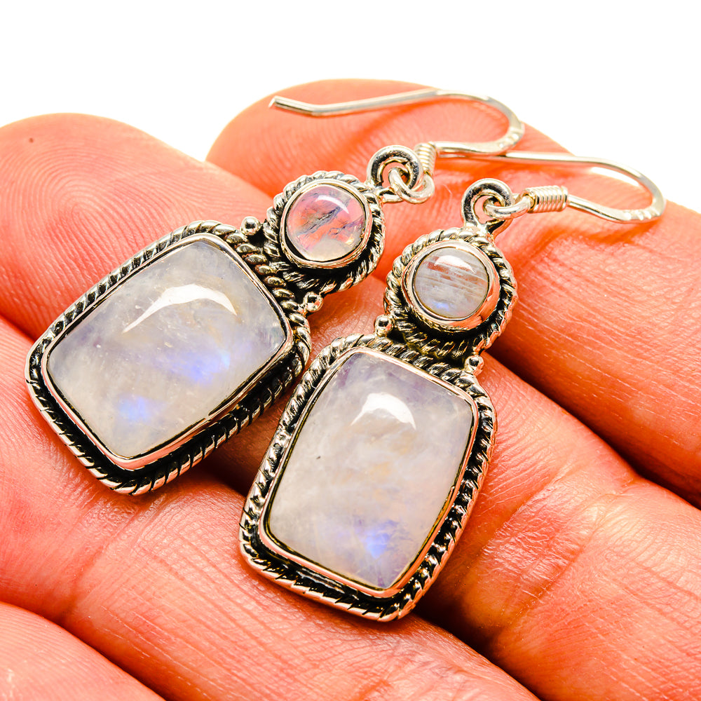 Rainbow Moonstone Earrings handcrafted by Anasilvercos - EARR413702