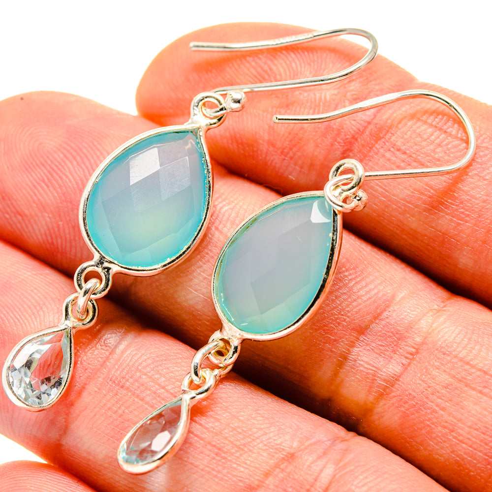 Aqua Chalcedony Earrings handcrafted by Anasilvercos - EARR413706
