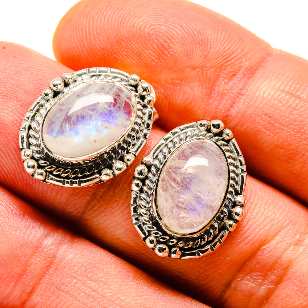 Rainbow Moonstone Earrings handcrafted by Anasilvercos - EARR413720