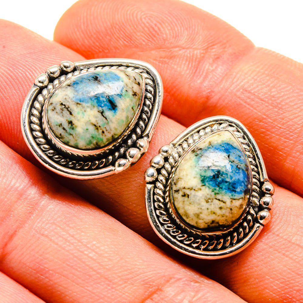 K2 Blue Azurite Earrings handcrafted by Anasilvercos - EARR413721