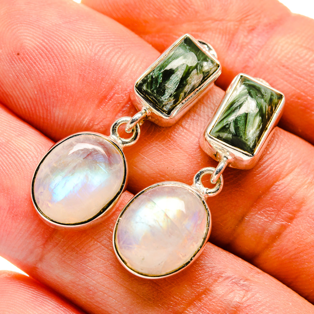 Rainbow Moonstone Earrings handcrafted by Anasilvercos - EARR413727