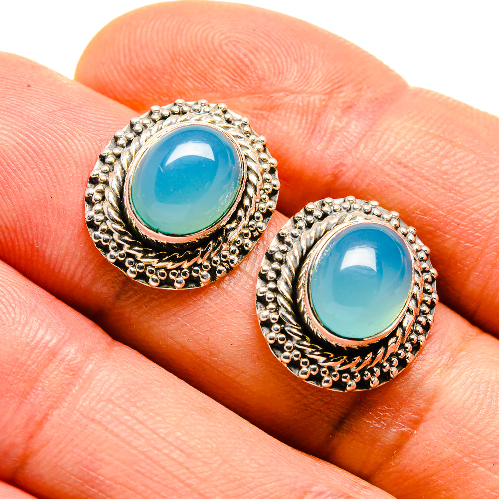 Aqua Chalcedony Earrings handcrafted by Anasilvercos - EARR413728